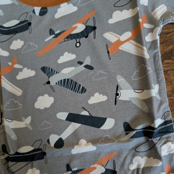 NWT Bamboo Vintage Airplane Print Long Sleeve 2 Piece Pajama Set - Picture 2 of 3